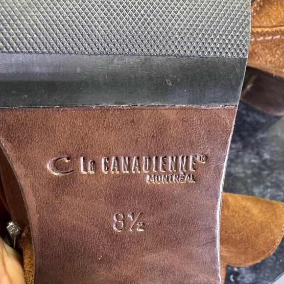 La Canadienne Brown Suede Zip-Up Heeled Ankle Booties Women's Size 8.5 US - Picture 8 of 8